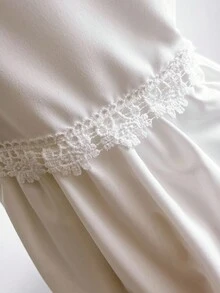 SHEIN Sweetra Young 少女拼接蕾絲荷葉邊袖口洋裝