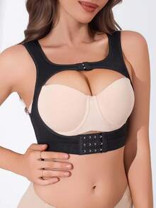 SHEIN Sujetador deportivo con absorción de impactos y efecto moldeador sin costuras - Negro - Ver 3