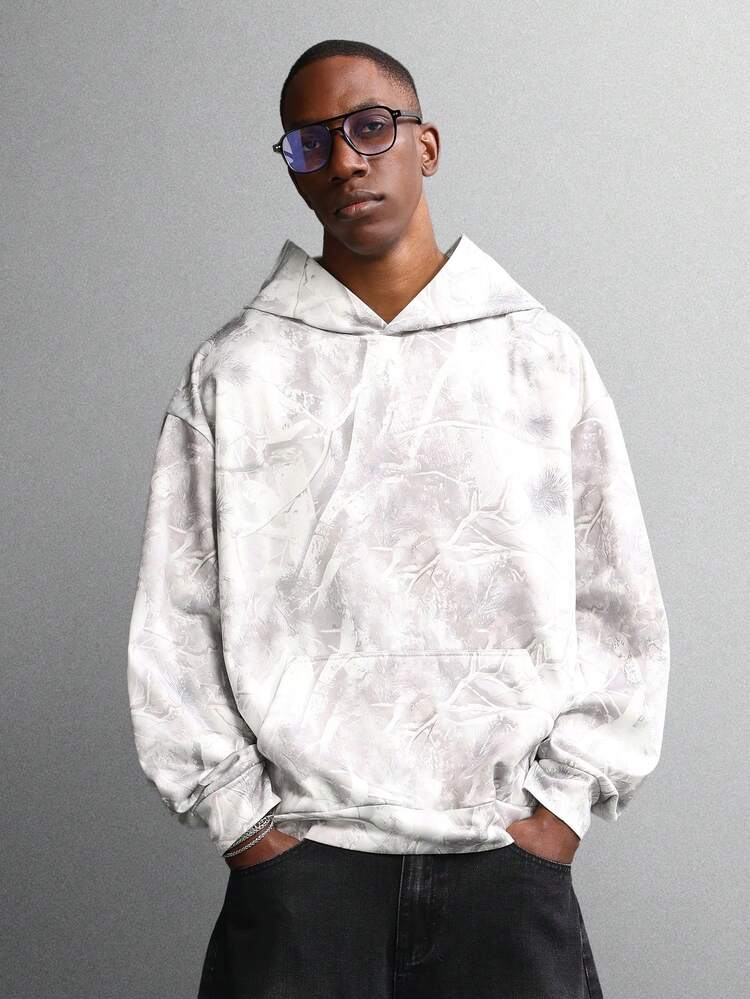 Tie Dye Pattern Pullover Hoodie With Centre Pocket