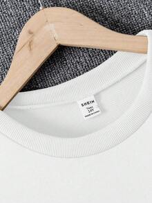 青少年男童棕黑色拼接套头卫衣，秋冬款 - 白色 - 查看 5