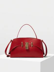 MOTF PREMIUM PU LEATHER IRONMONGERY TOP HANDLE BAG,CHRISTMAS GIFTS - Red - View 4