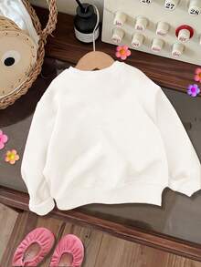 SHEIN Happikins Stickad mjuk rundhalsad tröja för babyflicka, avslappnad tjock tröja lämplig för höst, höst och vinter - Vitt - Visa 2
