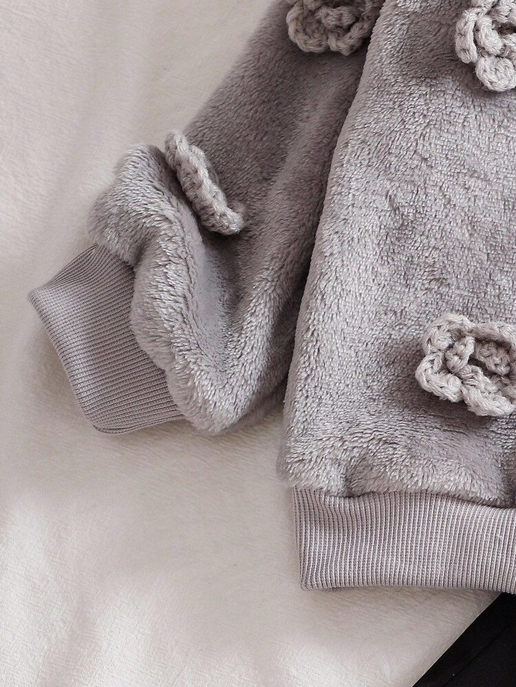 SHEIN Bộ 2 áo len dệt kim dài tay + chân váy xếp ly màu đen thời trang xuân/thu 2025 cho bé gái - màu đen - Xem 5