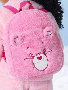 SHEIN X Care Bears 1个迷你可爱卡通毛绒背包，可调节肩带，适合青少年、女孩，四季皆宜，秋冬季爱心熊、彩虹熊、友谊图案 - 粉色 - 查看 2