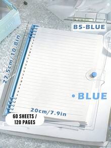 1/2/3PCS/360page- B5 Clear Soft Leather Bulk Notebook, With Perforated Pages,B5 Loose-Leaf Notebook With Thick Coil - 1PC 60 Sheets (120 Pages) Detachable, Light Green Light Blue Milky White, Smooth Writing Paper Binder - Velvet Textured Cover,School Supplies,Back To School - Multicolor - View 16