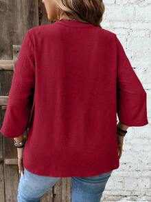 Weeklong Áo sơ mi cổ chữ V tay 3/4, cài nút, họa tiết ren cỡ lớn, thường ngày đi nghỉ - Nhiều màu - Xem 2