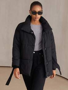 Aveloria Modichic Neuer modischer, lässiger, schicker, minimalistischer, hochwertiger Reißverschluss Taillengürtel gepolsterter Mantel