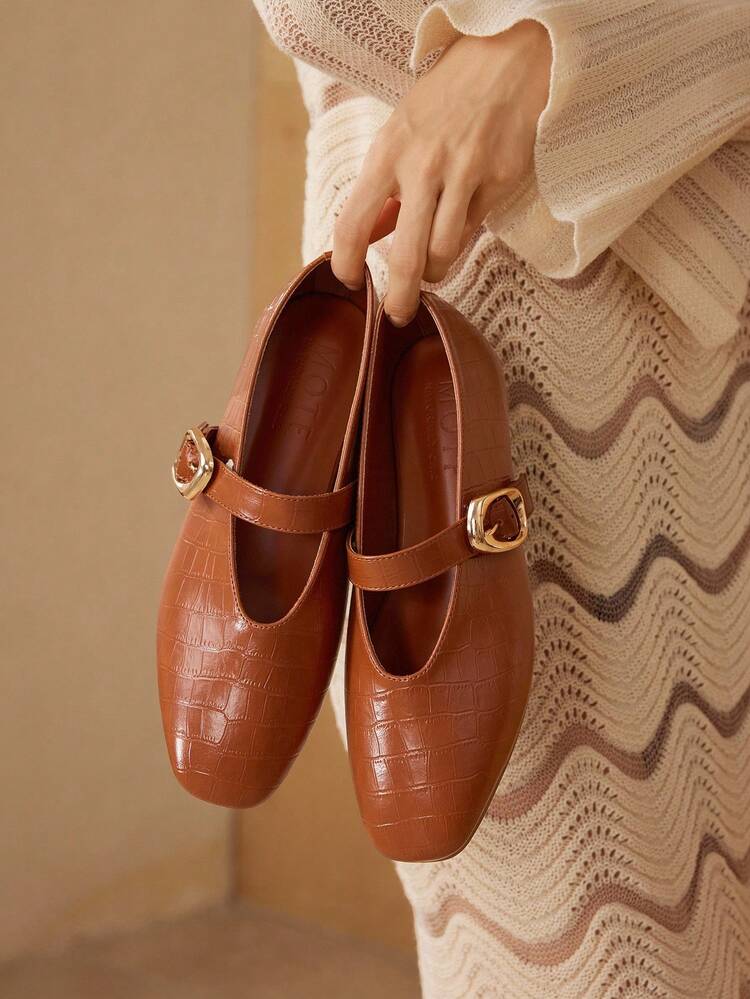 CHAUSSURES PLATES CARRÉES CONFORTABLES ET POLYVALENTES POUR FEMMES, STYLE Babies POUR LE TRAJET AU TRAVAIL