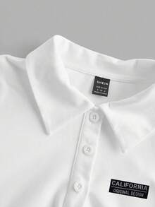 Attitoon 女士休闲运动简约百搭舒适加州刺绣 Polo 衫百褶连衣裙，适合约会、外出和街头风格 - 白色 - 查看 5