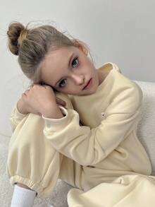 2 pièces/Set Sweat-shirt-shirt ample et décontracté à col ras du cou à manches longues et pantalon de sport oversize, convient pour le port quotidien et l'entraînement - Bleu azur - Voir 8
