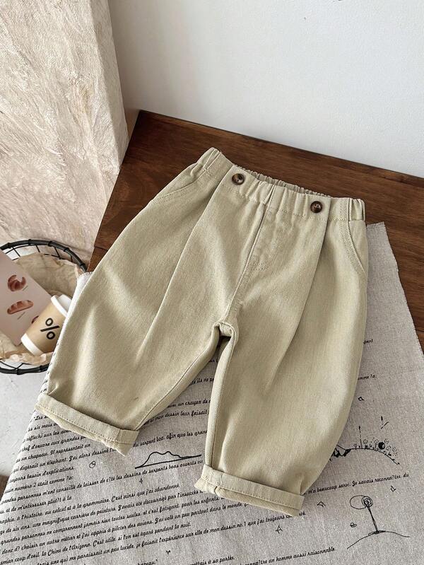 SHEIN LMoss Kids Baby Girl Khaki Loose Fit Harem Pants, Toddler Khaki Pants, Baggy Pants Baby, Toddler Pants Fall Winter, Baby Khaki Pants, Toddler Girls Khaki Bottoms, Baby Trousers