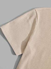 EURMUSE Men Soft Fabric Letter Embriodery Regular T-Shirt Set - Beige - View 5