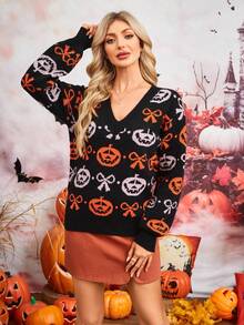 SHEIN LUNE Halloween Women Sweaters Fall Winter Cloth For Women - Black - View 3