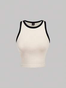 SHEIN MOD 2 قطعة من الأعلى المحصور ذو الألوان المتباينة والتريكو المضلع للنساء، ملابس علوية محصور، ملابس علوية خزان محصور مضلع، ملابس علوية محصور، ملابس عطلة للنساء