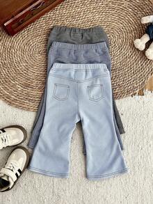 LMoss Kids LMoss 3件套女婴针织纯色休闲套装，秋冬款