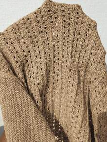 EMERY ROSE Suéter de punto casual de mujer con diseño calado y unicolor, otoño