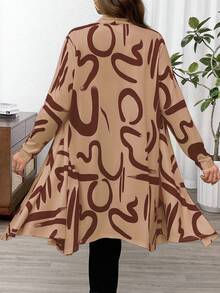 SHEIN EMERY ROSE CURVE Cárdigan largo casual con estampado de talla grande