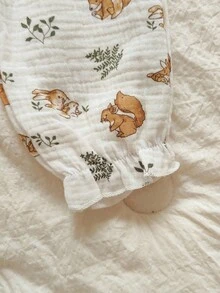 Vintaside Kids 女婴柔软棉麻混纺裤子，带有可爱的兔子和动物图案，适合春秋冬季的时尚百搭下装 - 彩色 - 查看 5