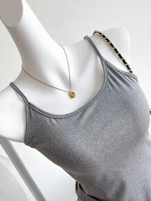 少女纯色无袖吊带背心，夏季