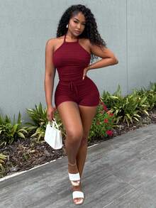 Alexandranx Nuevo conjunto de verano y primavera de moda para mujeres para festival de música, Pascua, Nashville, fiesta de cumpleaños, graduación, estudiante, uso diario casual, versátil básico, ocio, viaje en crucero, playa, tomar el sol, estilo callejero con espalda descubierta y nudos