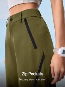 In My Nature Women's Casual Solid Color Straight Leg Hiking Pants - Khaki - View 7