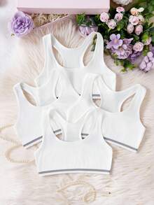 4 件套青少年女孩简约纯色黑色、粉色、白色吊带背心，适合青春期发育