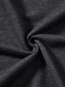 SHEIN LUNE Casual Minimalist Printed Pattern Crew Neck Loose Fit Women Sweatshirt In Fall/Winter - Dark Grey - View 2