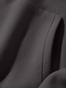 EURMUSE Áo nỉ có mũ in họa tiết tối giản dành cho nam - màu đen - Xem 4