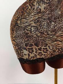 Amplova 大码女式蕾丝杯细节热带花卉网眼紧身迷你连衣裙 - 彩色 - 查看 6