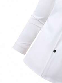 SHEIN 1 件青少年男孩绅士风格米色百搭修身长袖衬衫，优雅学院风个性化休闲外套，适合婚礼、婚礼嘉宾、花童、戒童、返校季 - 白色 - 查看 4