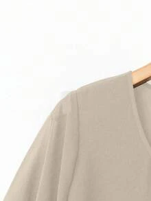 Linhara 2pcs Plus Size Women Chiffon Batwing Sleeve Set