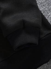 RueChic Cotton Men's Christmas Printed Hooded Pullover Sweatshirt With Drawstring - Black - View 4