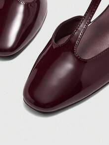 CUCCOO BIZCHIC Women's Square Toe Comfortable Fashion Commuter T-Strap Coffee Mirror Flat Shoes, Spring Casual Wear Commuter Elegant Aesthetic Vintage Style Wedding Outfit