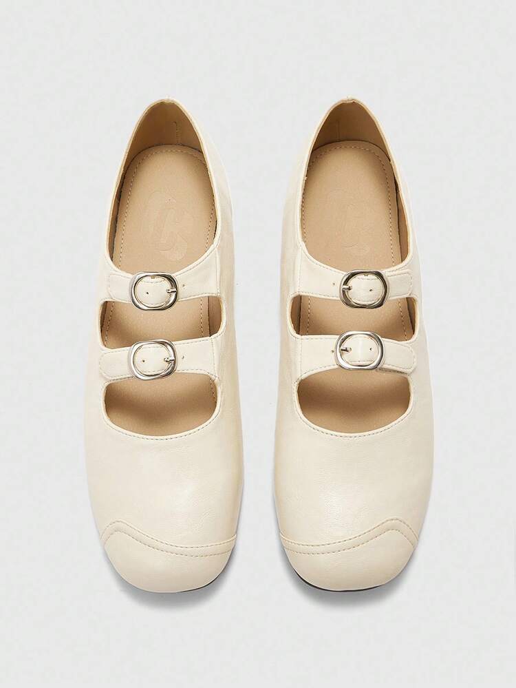 CUCCOO BIZCHIC New Lacquered Square Toe Flat Shoes For Office Commute, Spring/Autumn