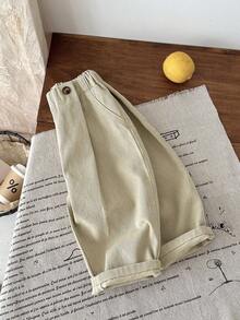 SHEIN LMoss Kids 女婴卡其色宽松哈伦裤 - 卡其色 - 查看 7