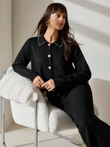 CLARA VERO Women Sweater Dress And Cardigan 2 Pieces Set - Black - View 7