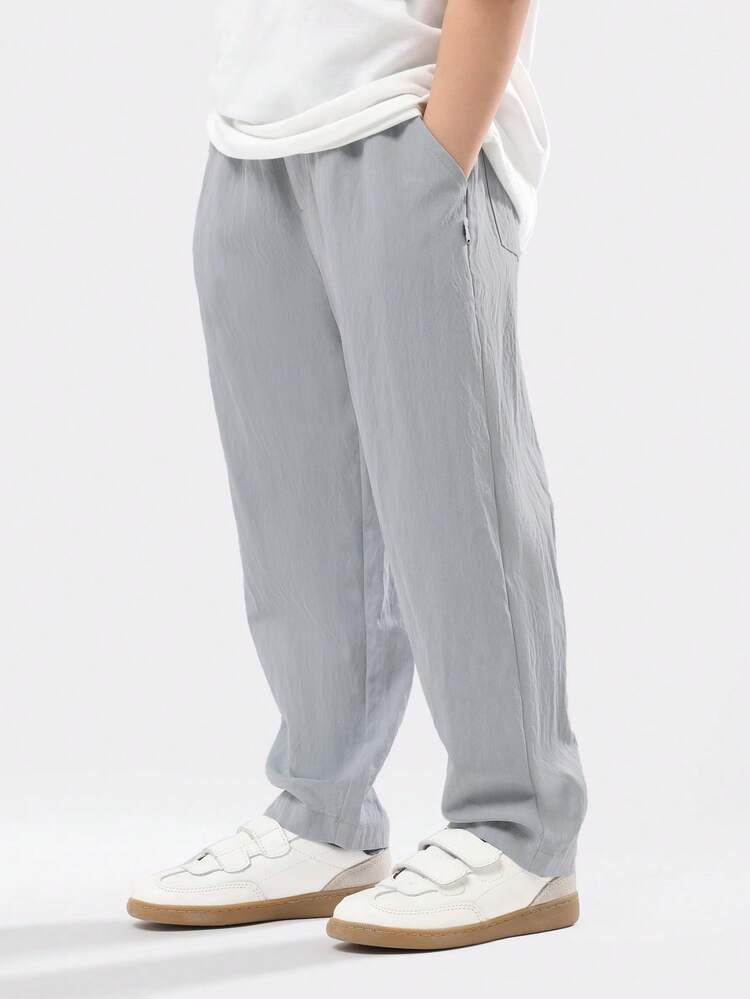 Light Grey Wide Leg Pants With Side Pockets