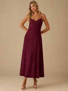 Enchnt Váy không tay màu trơn thanh lịch dành cho nữ, mùa hè - Màu Đỏ Sâu - Xem 5