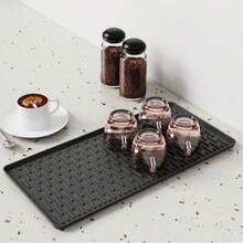 2 件 2 合 1 硅胶咖啡垫和碗碟干燥垫，24 英寸 x 16 英寸咖啡吧垫，带可拆卸碗碟干燥垫，适用于厨房台面，咖啡吧配件适合放在咖啡机、咖啡壶、浓缩咖啡机碗碟架下方 - 彩色 - 查看 25