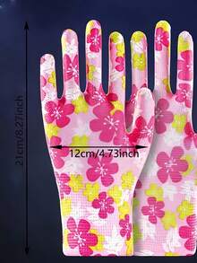 SHEIN 6/10/20 件花卉尼龙园艺手套，女士超薄超柔软工作手套，耐用、舒适、透气、多功能，适用于园艺、建筑、物流、仓储和园林绿化，多种颜色可选 - 彩色 - 查看 6