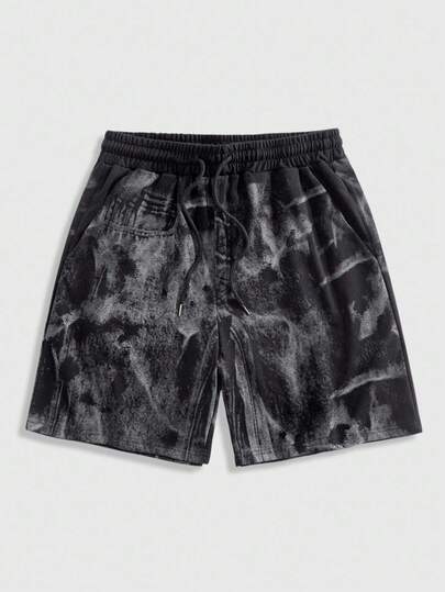 Goth Men's Retro Style Printed Shorts, Suitable For Everyday Wear In Spring/Summer