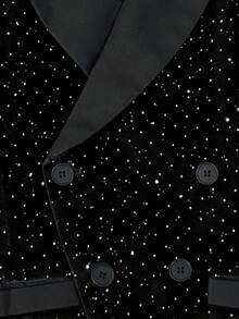 Manfinity AFTRDRK Áo vest đính đá Rhinestone sang trọng, lịch lãm dành cho nam, thiết kế cổ choàng, tăng thêm phong cách và sự đa dạng, phù hợp để mặc đi làm hàng ngày, đi làm, dự tiệc và tiệc tối. Chiếc áo vest này là một món đồ đa năng không thể thiếu trong tủ đồ của nam giới, và là một món quà tuyệt vời cho bạn trai hoặc chồng, theo phong cách quý tộc cổ điển. - màu đen - Xem 4