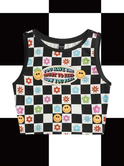 Y2Kool themindfulbutterflyy Artist Girlcore Cartoon & Slogan Graphic Tank Top, For Summer, For Holiday, Vacation, Beach, Going Out, Festival, Ibiza Fits, Western Wear Autumn