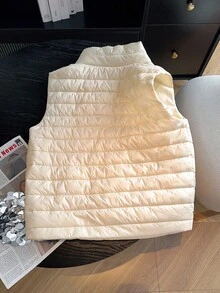 Franclia 女士秋冬时尚小众刺绣拉链立领马甲外套日常休闲百搭马甲绗缝棉质外套女式外套秋季女装秋季女装秋季女装秋季女装秋季女装秋季外出冬季女装优雅时尚休闲通勤商务办公日常休闲百搭气质都市教师职业装