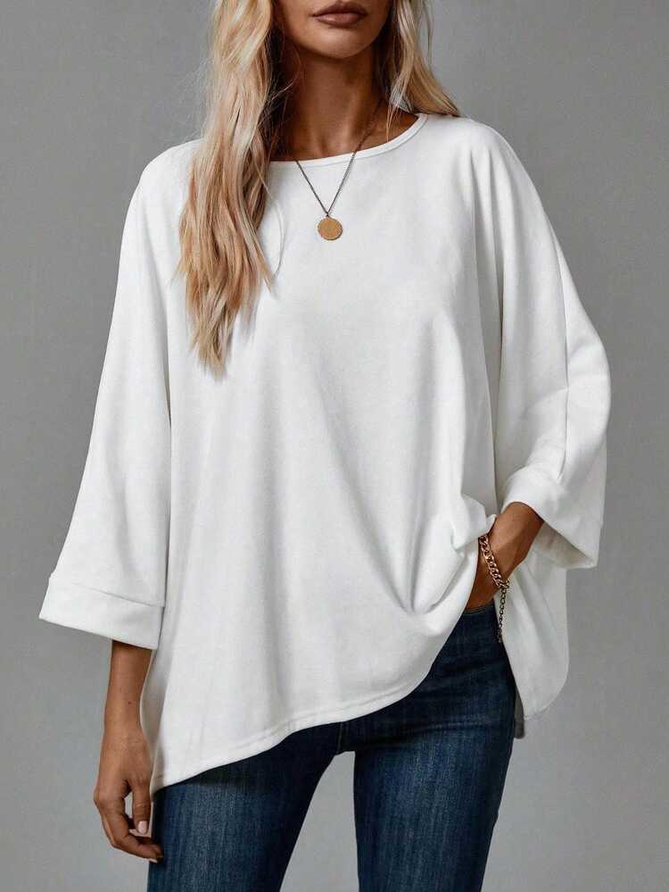 2 peças/Conjunto Camiseta Básica Minimalista Casual Feminina, Adequada para Outono/Inverno, Camisetas Oversized Femininas, Pacote de Camisas Femininas 2 Pacotes, Tops, Casual