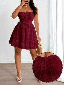 Sunnyshic French Chic Vintage Embroidered Lace Tube Dress, Spring/Summer