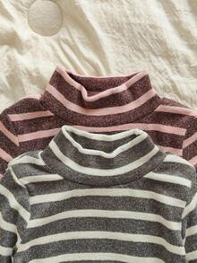Vintaside Kids 2 piezas Conjunto de camiseta de algodón a rayas para niñas, suave y cómodo, conjunto casual versátil para primavera, otoño e invierno - Multicolor - Ver 4