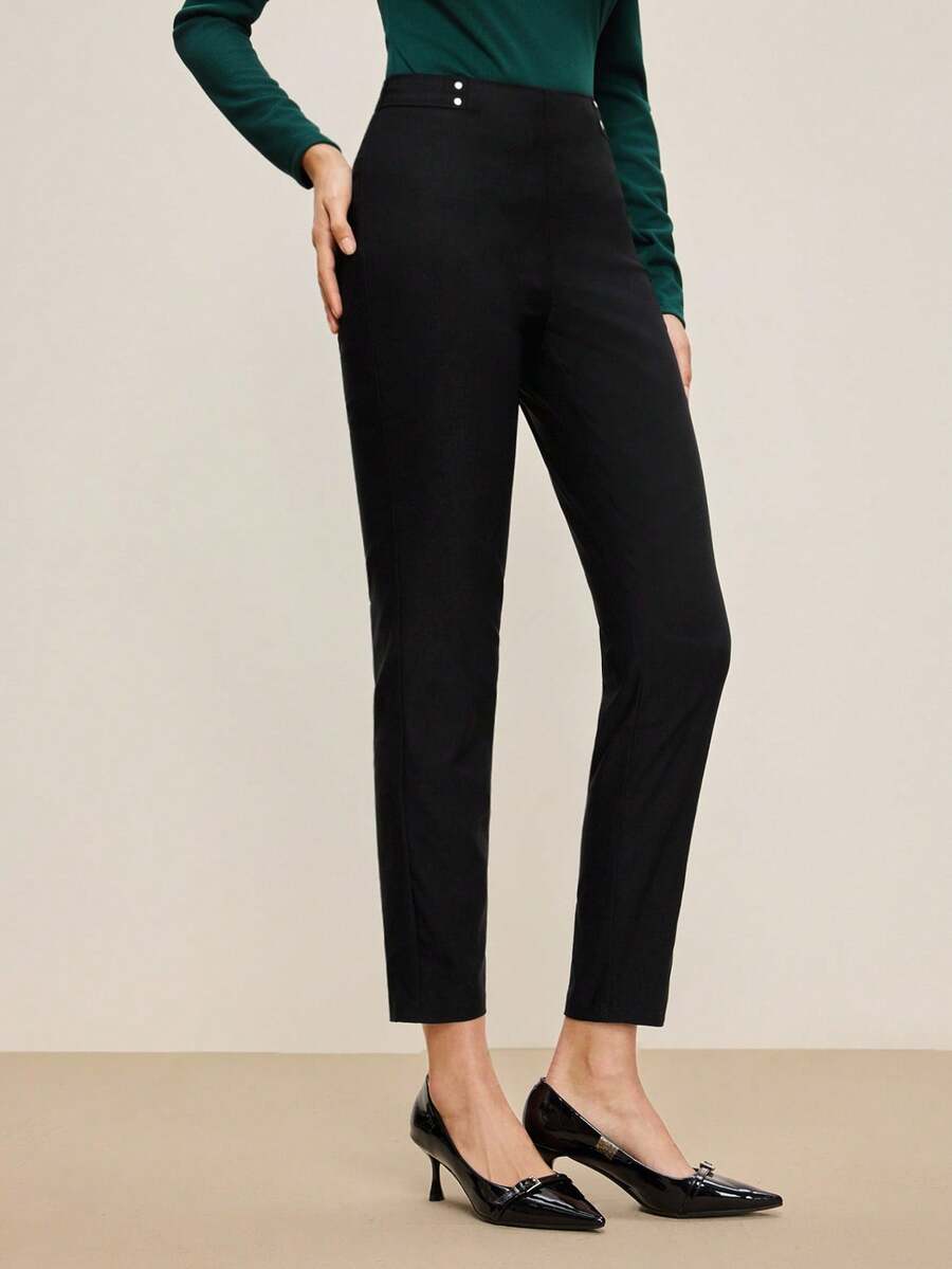 BizChic Quần skinny co giãn màu đen mới mùa Xuân/Hè 2026, kiểu dáng thanh lịch, phù hợp cho công sở hàng ngày, mang phong cách retro thập niên 90, thích hợp cho Giáng sinh, Năm mới, Ngày Valentine, Tiệc tùng, Bãi biển, Lễ tốt nghiệp, Thời trang, Lễ hội, Kỳ nghỉ, Khách dự đám cưới, Bữa ăn trưa, Sân bay, nhiều dịp khác nhau. - màu đen - Xem 1