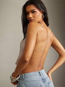 Denimoi Women's Printed Decorative Chain Swing Neck Blouse