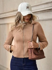 Solivie Women's Casual Everyday Zip-Up  Jacket, In Autumn/Winter,Fall